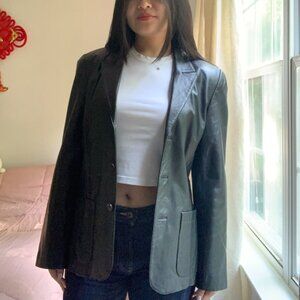 Vintage Genuine Leather Blazer Jacket